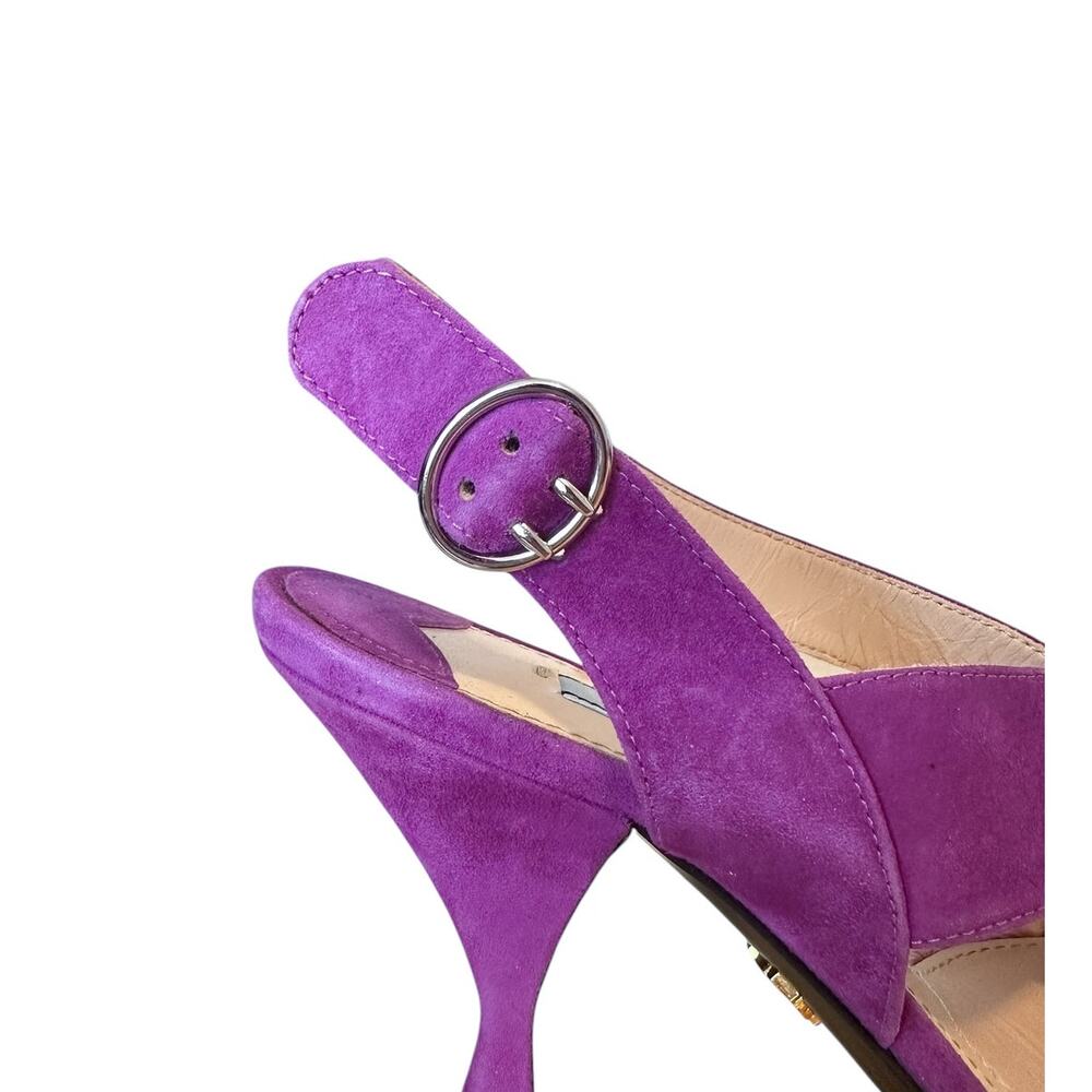 Prada Purple Suede Slingback Strappy High Heel Sandals EU 36.5 - Picture 6 of 10